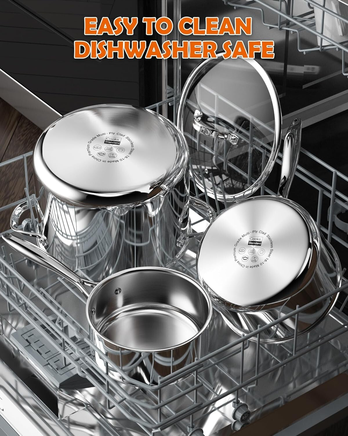 Elegant 1.5-Quart Stainless Steel Saucepan with Lid - Multi-Ply Clad Design