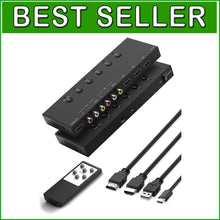 Load image into Gallery viewer, HDMI/AV Switcher with Remote Control - Plug &amp; Play for Gamers &amp; Movies
