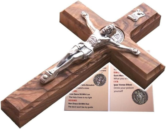 Artisan Crafted Saint Benedict Silver Tone Crucifix - Perfect Spiritual Gift