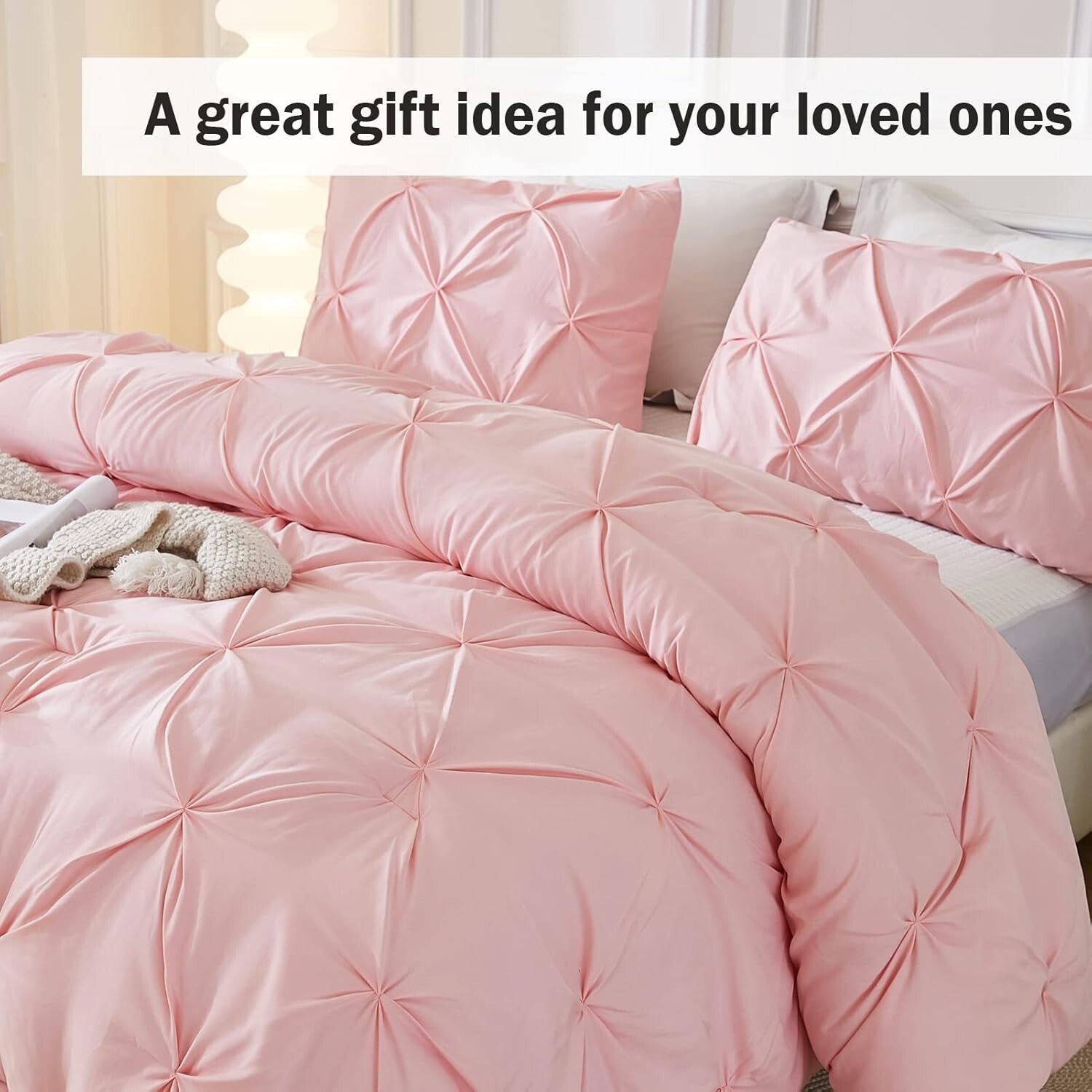 3-Piece Lightweight Pink Comforter Set - Elegant All-Season Bedding for Girls