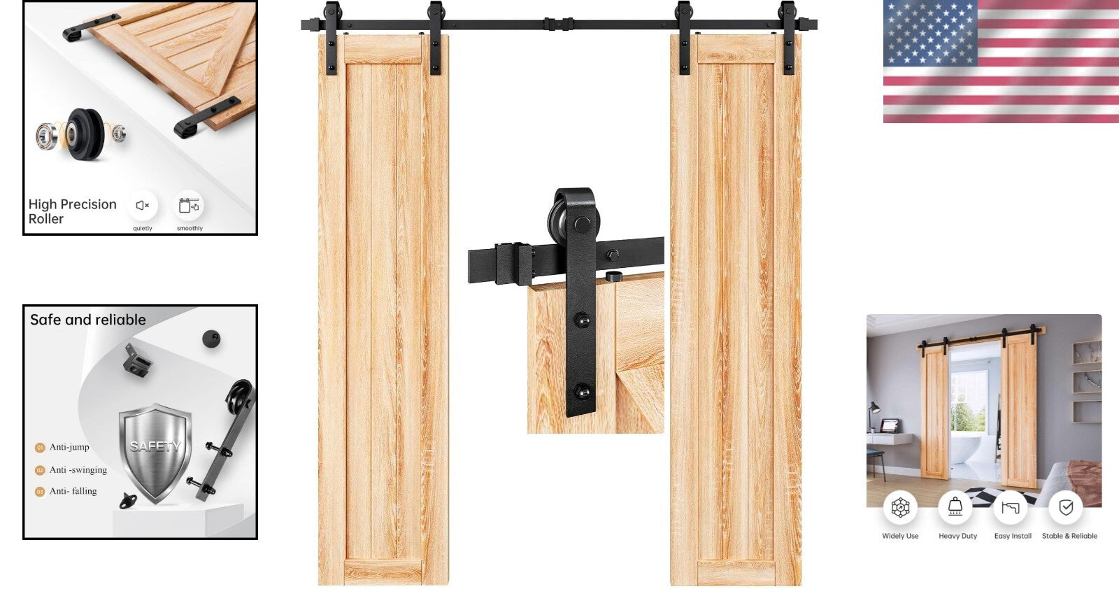 Durable 6FT Double Door Heavy-Duty Barn Door Hardware Track - Perfect for Aisles