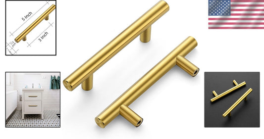 40 Pack Brushed Brass Cabinet Pulls - Elegant Stainless Steel Drawer Handles