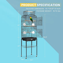 Load image into Gallery viewer, Spacious Black Bird Cage with Play Top &amp; Easy-Clean Sliding Tray - 64 Inch