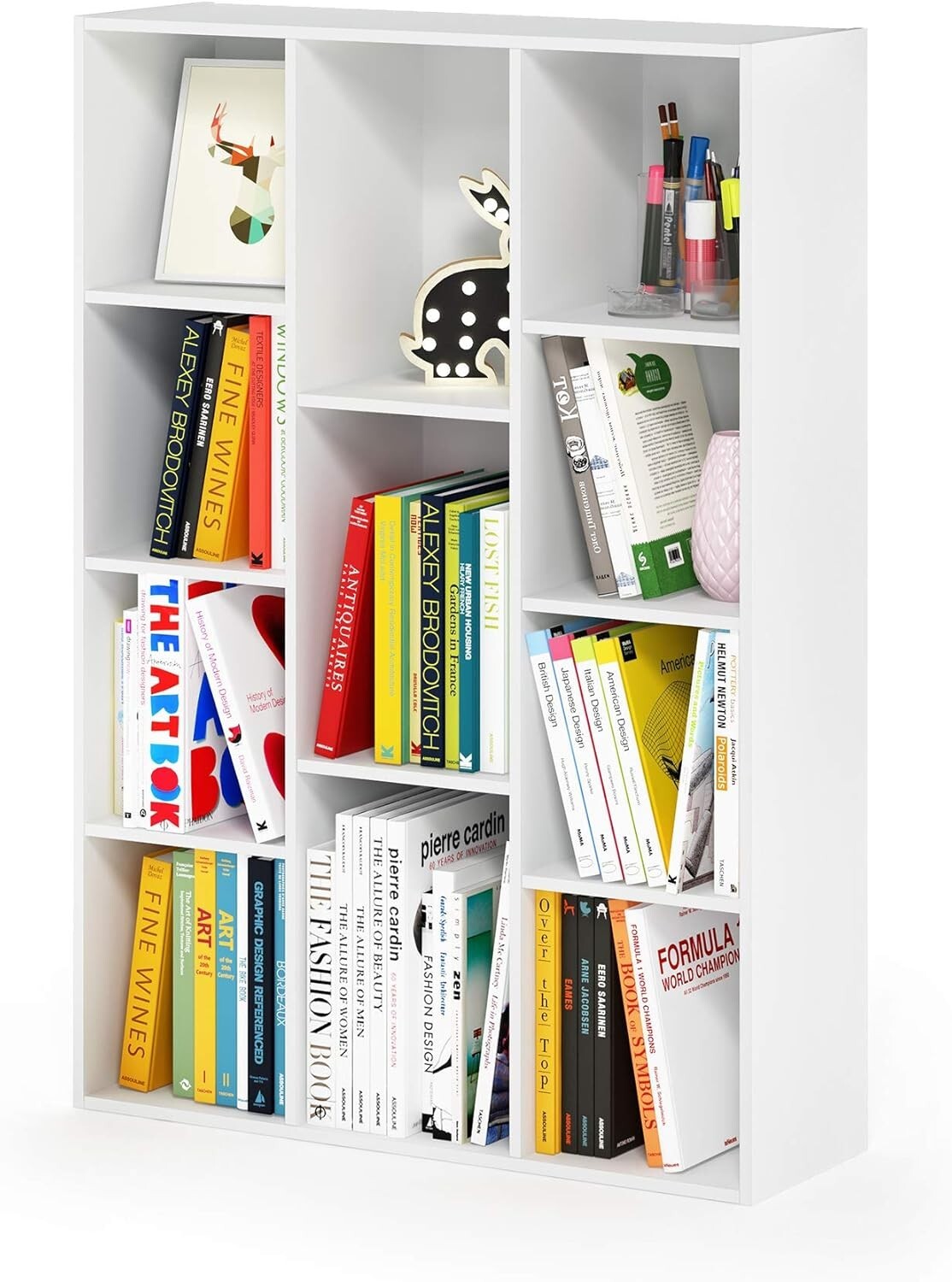 Easy Assembly 11-Cube White Bookcase - Durable Indoor Storage Solution