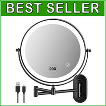 Load image into Gallery viewer, Compact 1x/20X Lighted Vanity Mirror with Adjustable Arm - Perfect for Makeup
