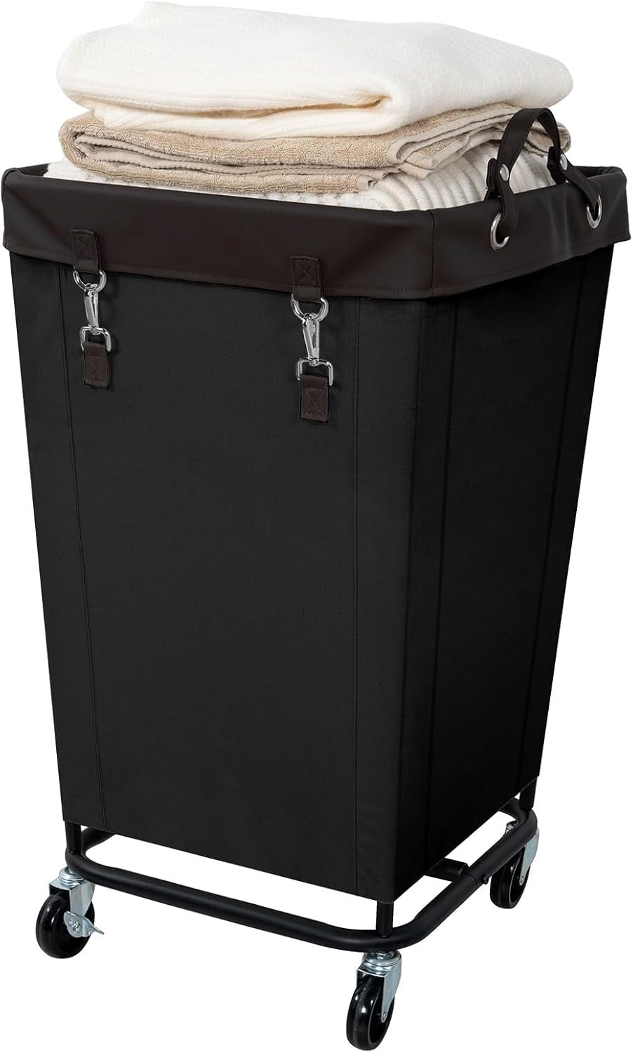 Large Capacity Black Laundry Hamper with Rolling Wheels - Easy Transport