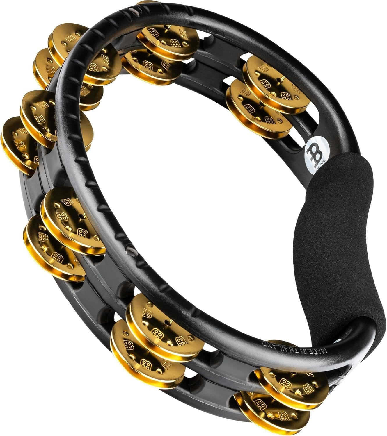 Durable Handheld Tambourine - Ergonomic Black Design with Double Row Jingles
