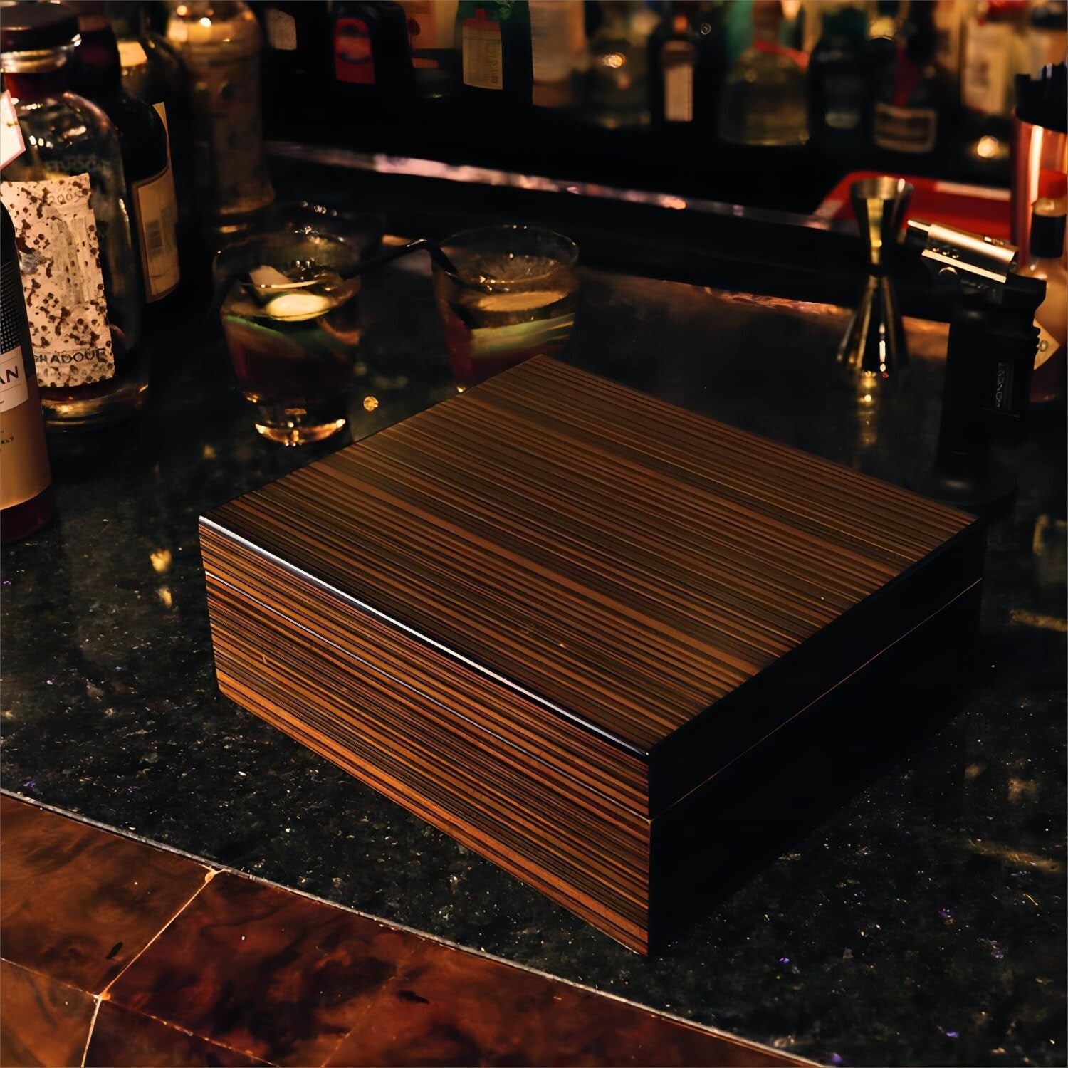 Sleek 50-Cigar Humidor with Digital Hygrometer & Accessory Set for Enthusiasts