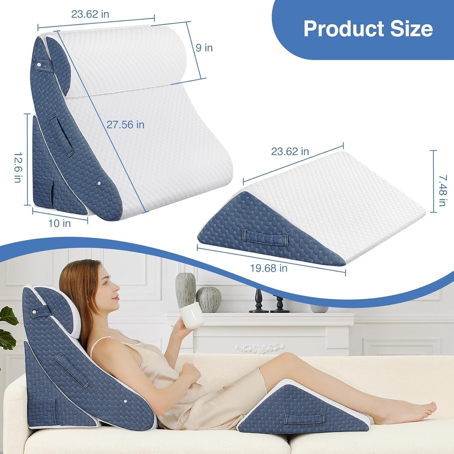 4Pcs Orthopedic Wedge Pillow Set - Gel-Infused Memory Foam for Sleep & Support