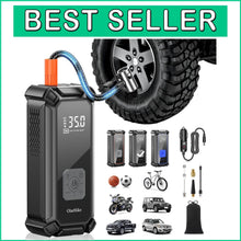 Load image into Gallery viewer, Fast Charging 9000mAh Cordless Tire Inflator with 5 Accessories and Storage Bag