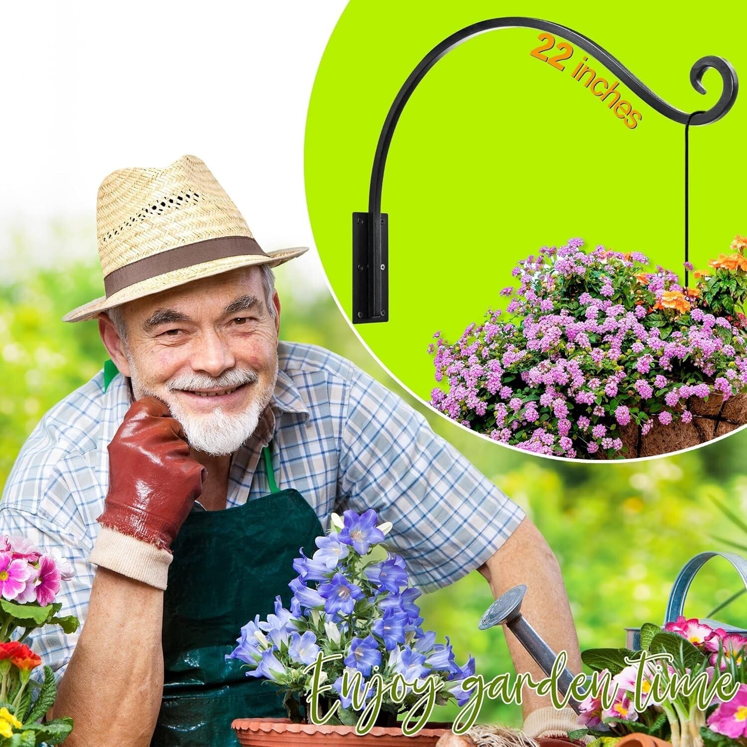 Durable Outdoor Hanging Plant Hook for Flower Pots and Bird Feeders - 100 lbs