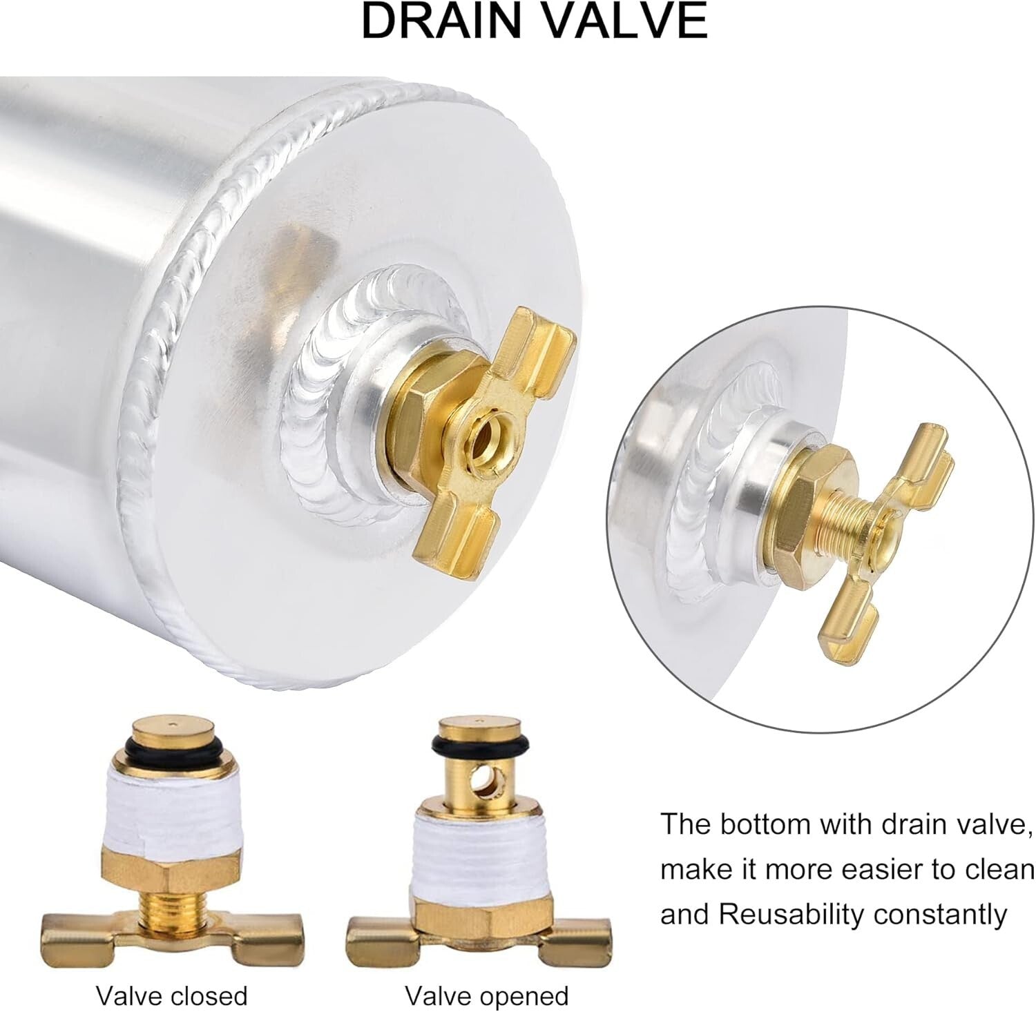 Compact 750ML Universal Oil Catch Can with Drain Valve for Performance Cars