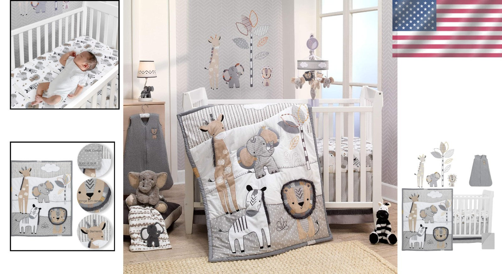 Animal Print Crib Bedding Set - 6-Piece Gender Neutral Nursery Essentials