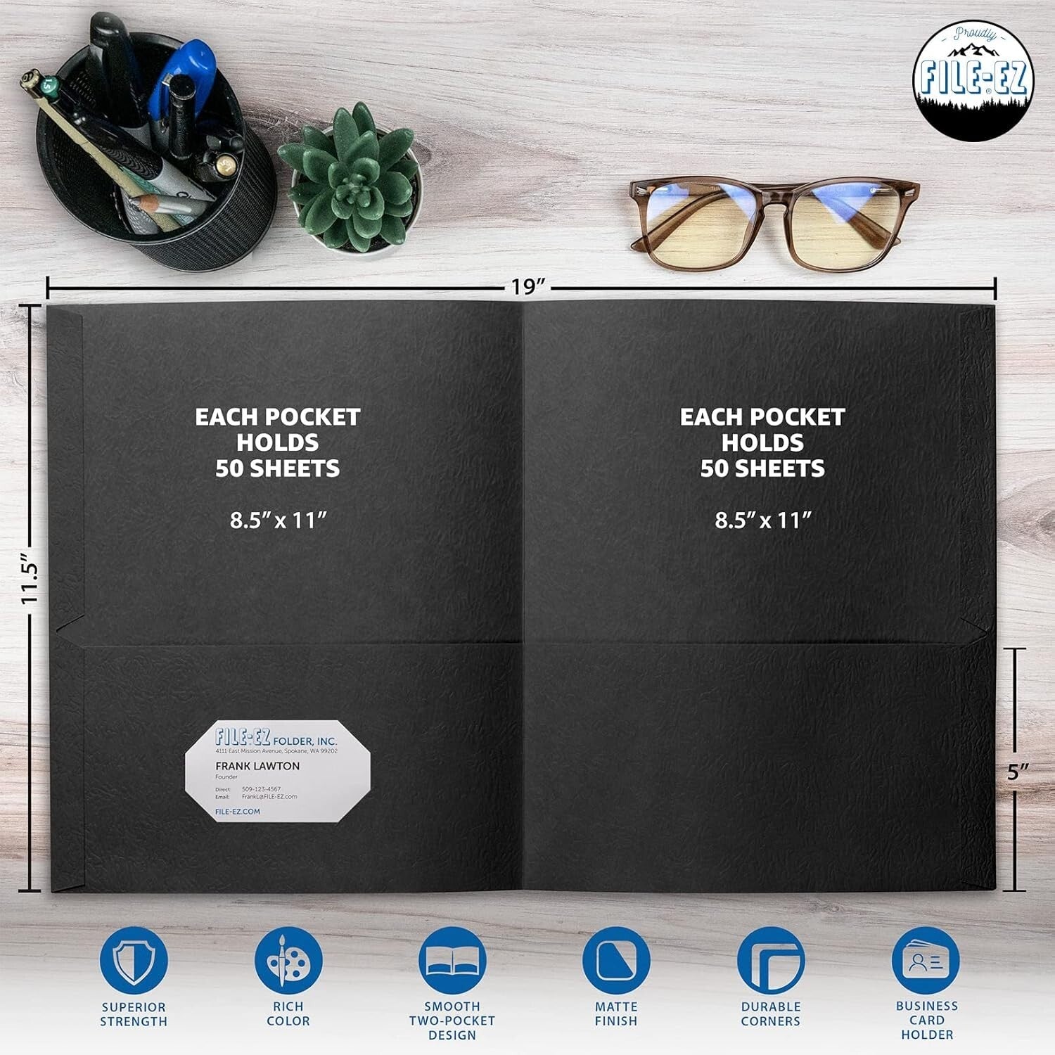 Durable Black Two-Pocket Folders - 125 Count, Perfect for School and Office Use