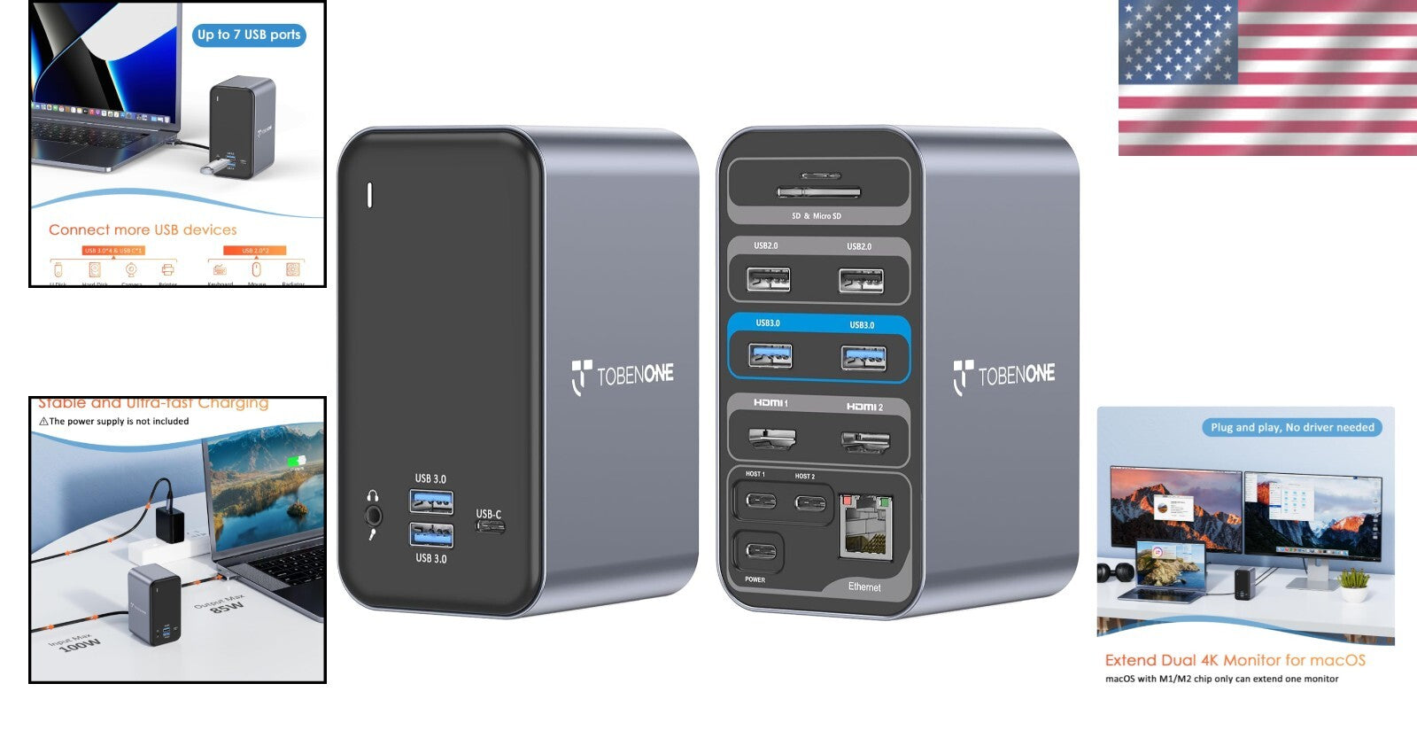 Super-Speed Dual HDMI USB C Dock for MacBook Pro – Enhanced Productivity Hub