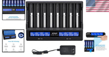Load image into Gallery viewer, 8-Bay 21700 &amp; 18650 Smart Battery Charger with LCD Display - Fast 1A*8 Charging