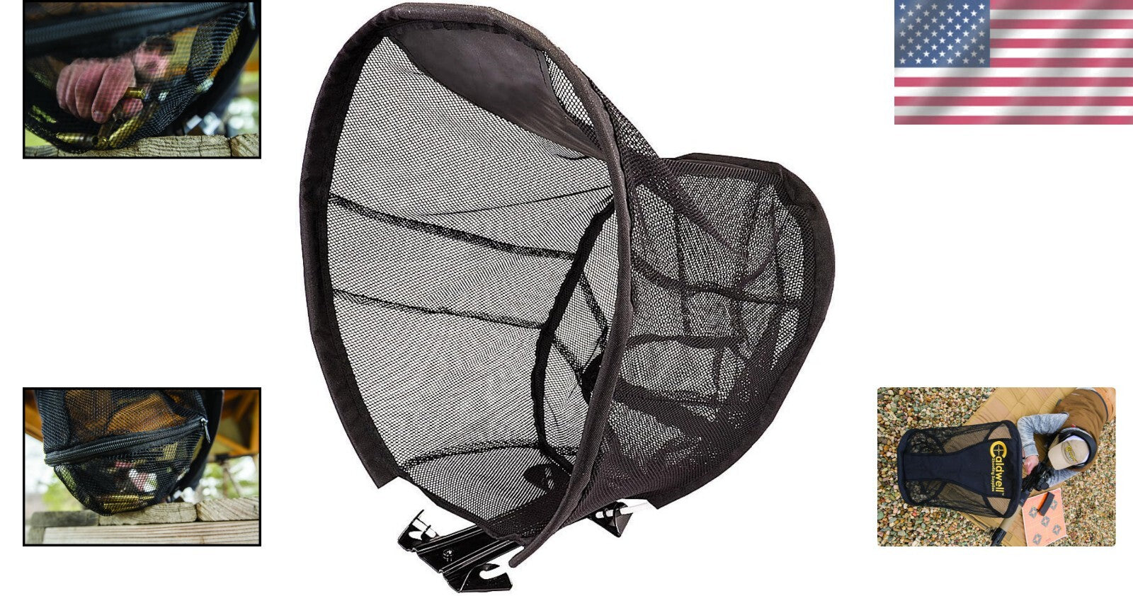 Versatile Tripod-Mount Brass Catcher with Durable Mesh - Perfect for Outdoors