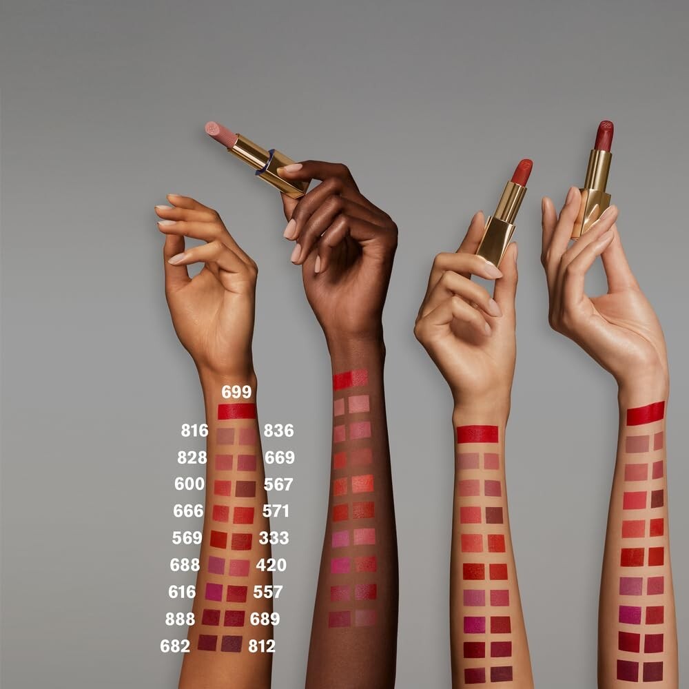 Pure Color Matte Lipstick Stick in 606 Red - Hydrating & Long-Lasting Formula