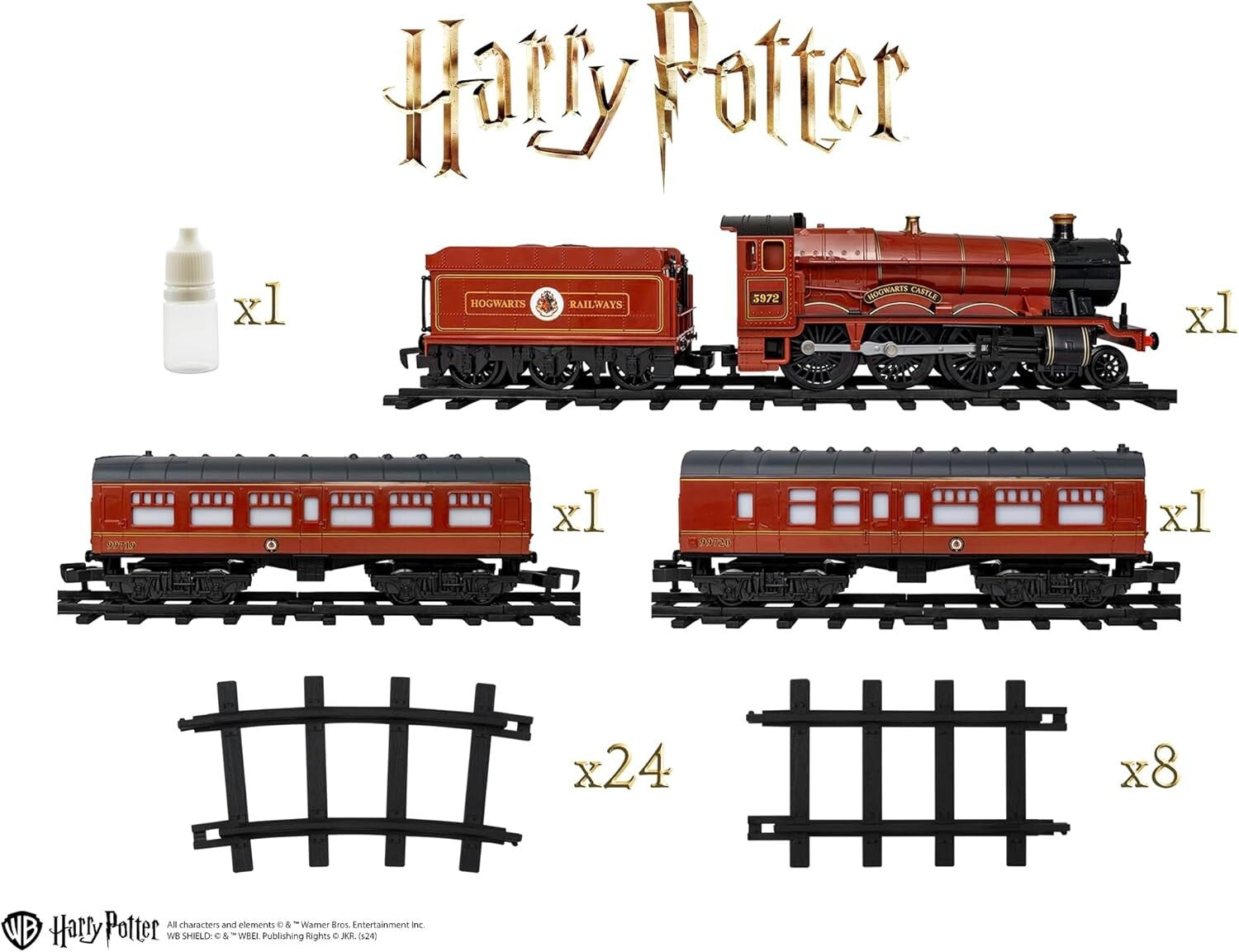 Battery-Powered Hogwarts Express Train Set with Customizable Track & Vapor Smoke