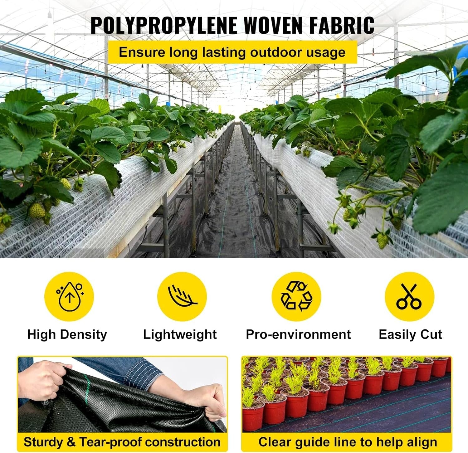 Durable 6ft x 300ft Weed Control Fabric - High Permeability Landscape Solution