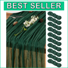 Load image into Gallery viewer, Versatile 10 FT Emerald Green Cheesecloth Table Runner Set for Chic Table Decor