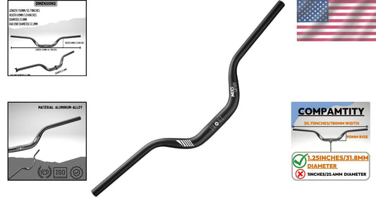 Ergonomic Aluminum Alloy High Riser Handlebar – 780mm Length, Black Finish