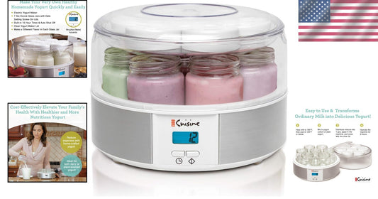 Automatic Digital Yogurt Maker with 7 Glass Jars for Homemade Probiotics