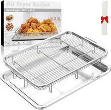 Load image into Gallery viewer, Stainless Steel Air Fryer Basket Set with 30 PCS Parchment Paper - 18.6" x 12.8"