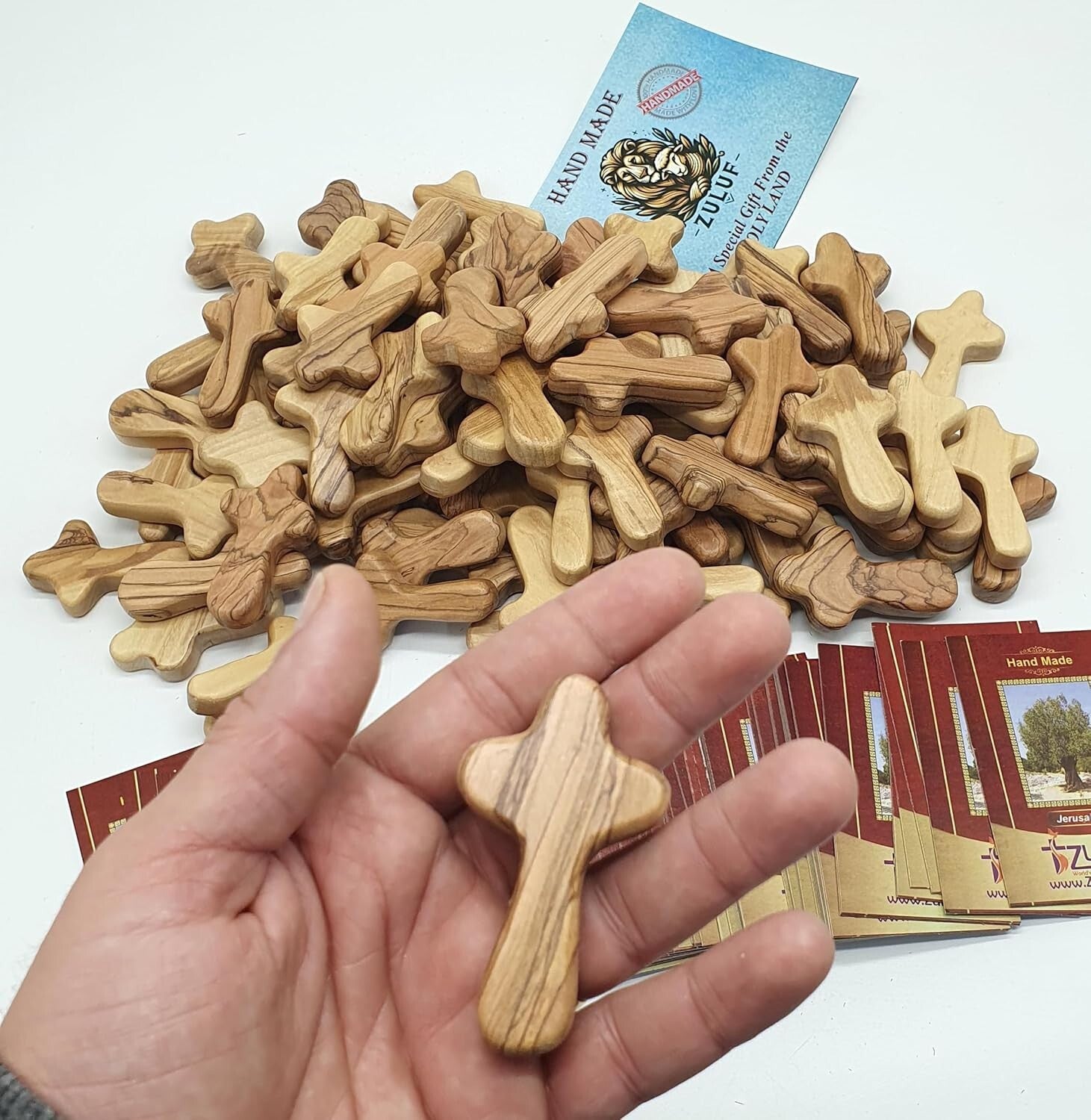 Olive Wood Pocket Crosses from Bethlehem - 100 Unique Keepsakes for Any Occasion