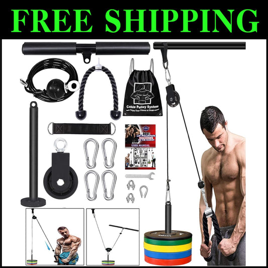 Durable Fitness Equipment Cable Machine - Home LAT Pulley with Adjustable Cables