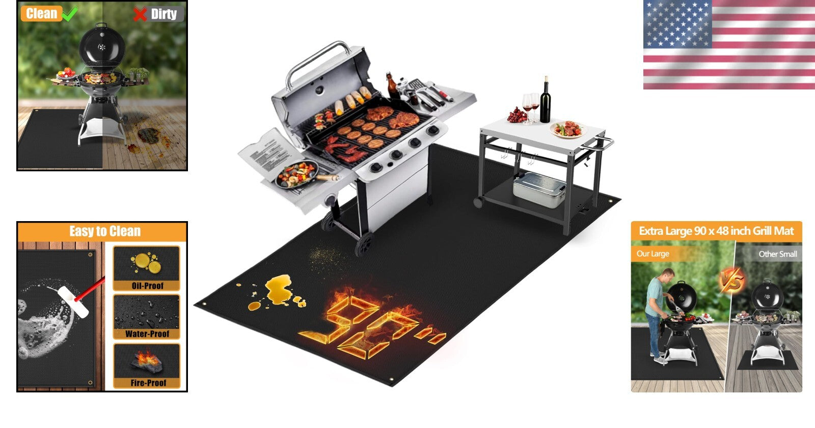 Fireproof and Easy-Clean 90x48 in Grill Mat - Perfect for Outdoor Grilling