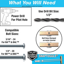 Load image into Gallery viewer, Zinc-Coated 3/16-24 Toggle Bolts with Pan Screws - Superior Holding for Projects