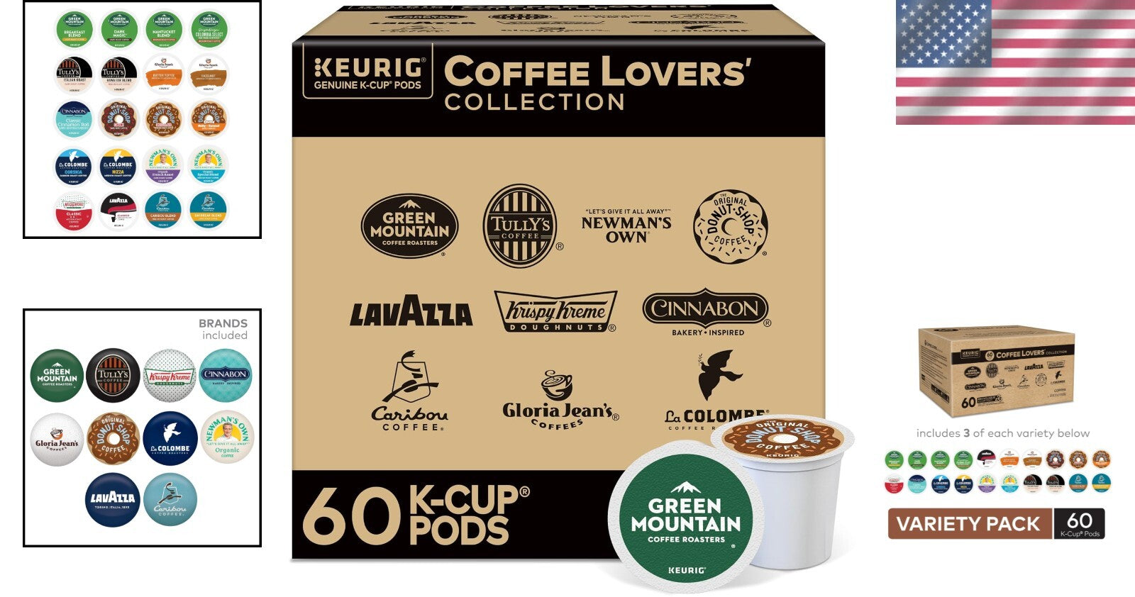 Diverse K-Cup Pod Collection - 60 Single Serve Pods from Renowned Coffee Brands