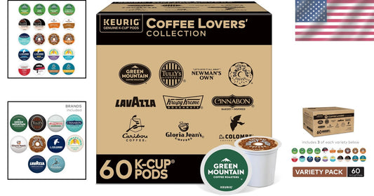 Diverse K-Cup Pod Collection - 60 Single Serve Pods from Renowned Coffee Brands