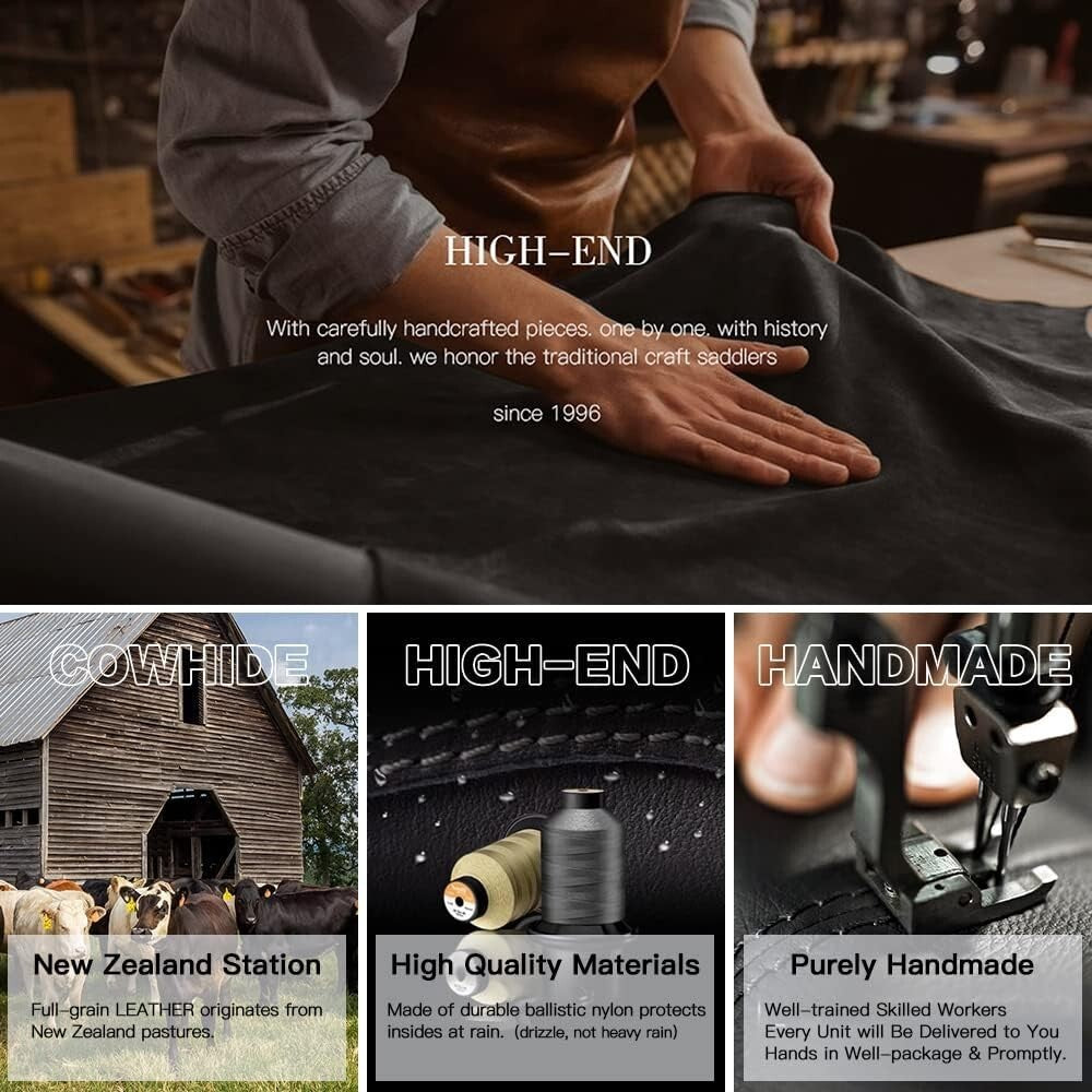 Elegant Black Leather Laptop Rucksack with USB Charging & Hidden Zipper Security