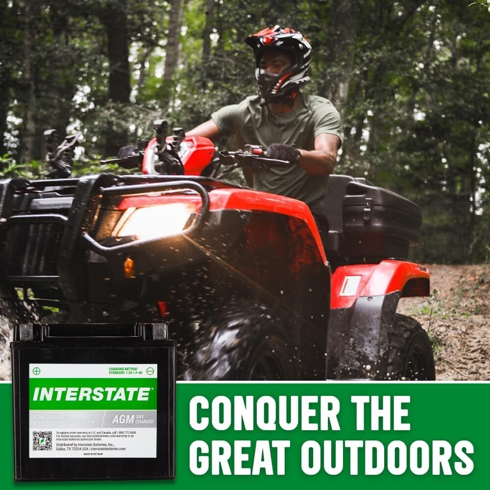 Maintenance-Free Powersport AGM Battery - Easy Install for Motorcycles & UTVs