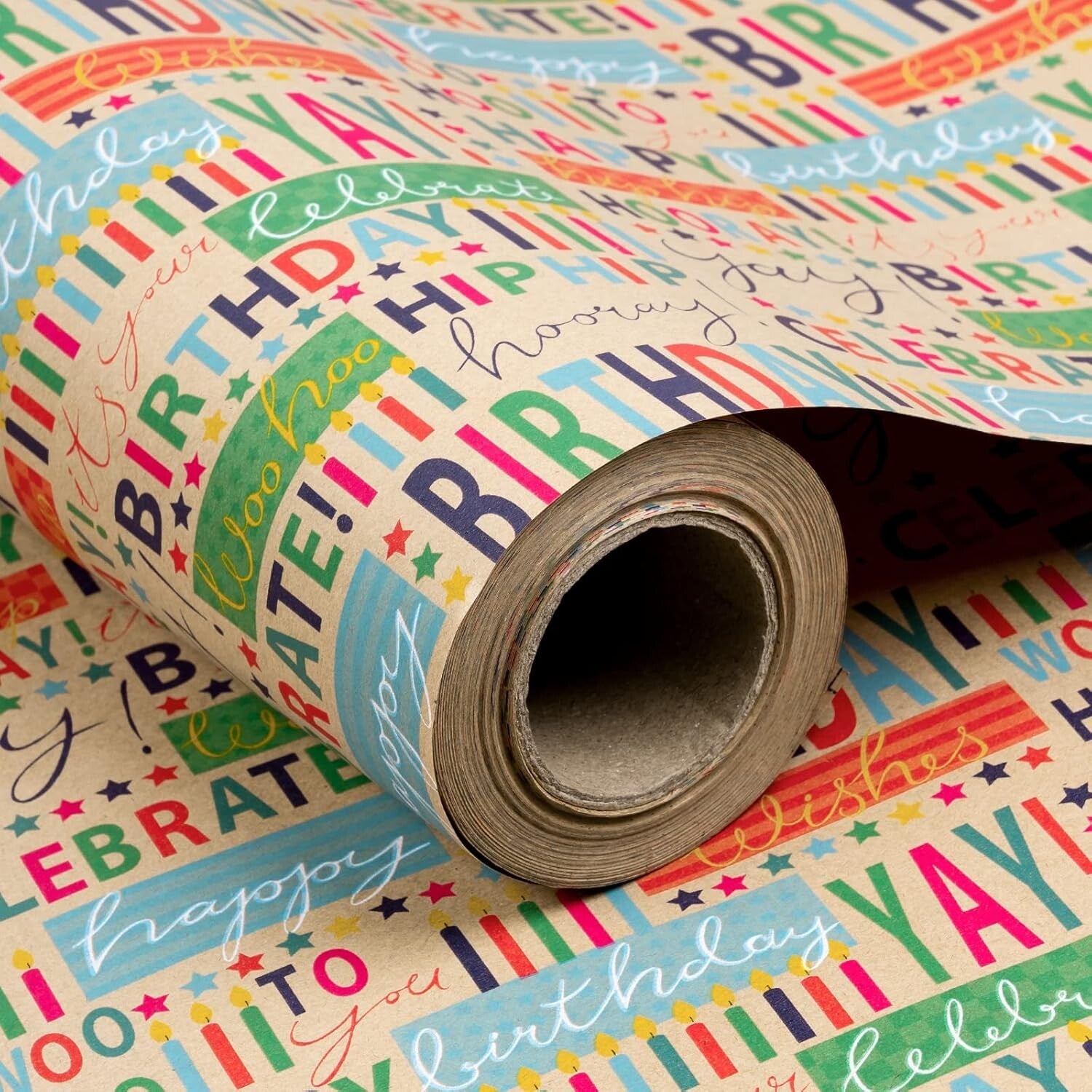 Crease-Free Kraft Birthday Wrapping Paper Roll - 30” x 100’ for All Occasions