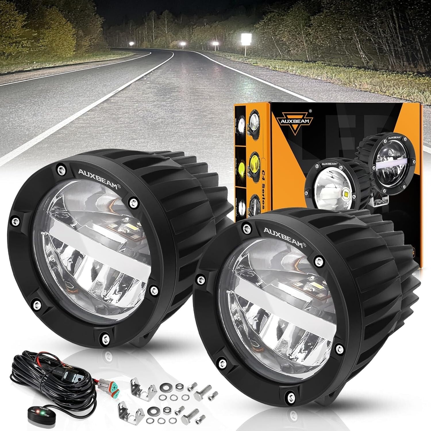 Efficient 100W Round LED Driving Lights - Adjustable Beam & Waterproof Design