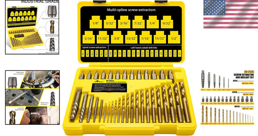 Durable 35-Piece Set - Easy Out Screw Extractors and Left Hand Drilling Solution