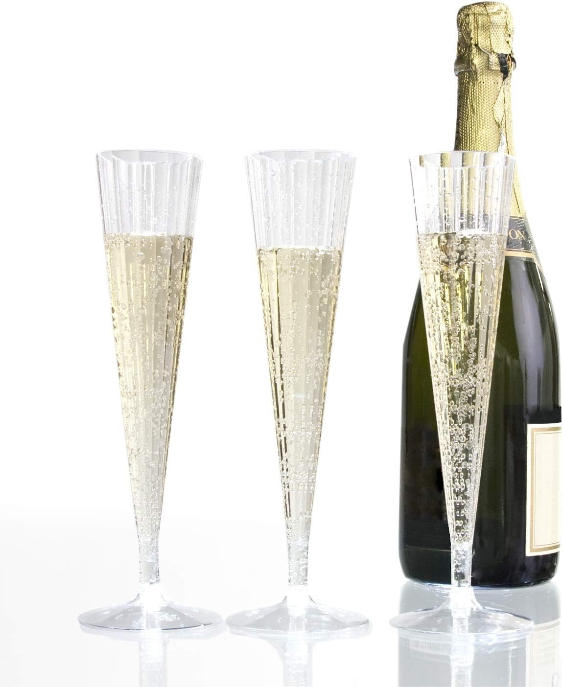 100-Count Deluxe Clear Plastic Champagne Flutes - 5 oz Elegant Party Glasses