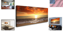 Load image into Gallery viewer, 24x48 Inch Framed Seascape Canvas - Ocean Sunset Giclee Artwork for Homes