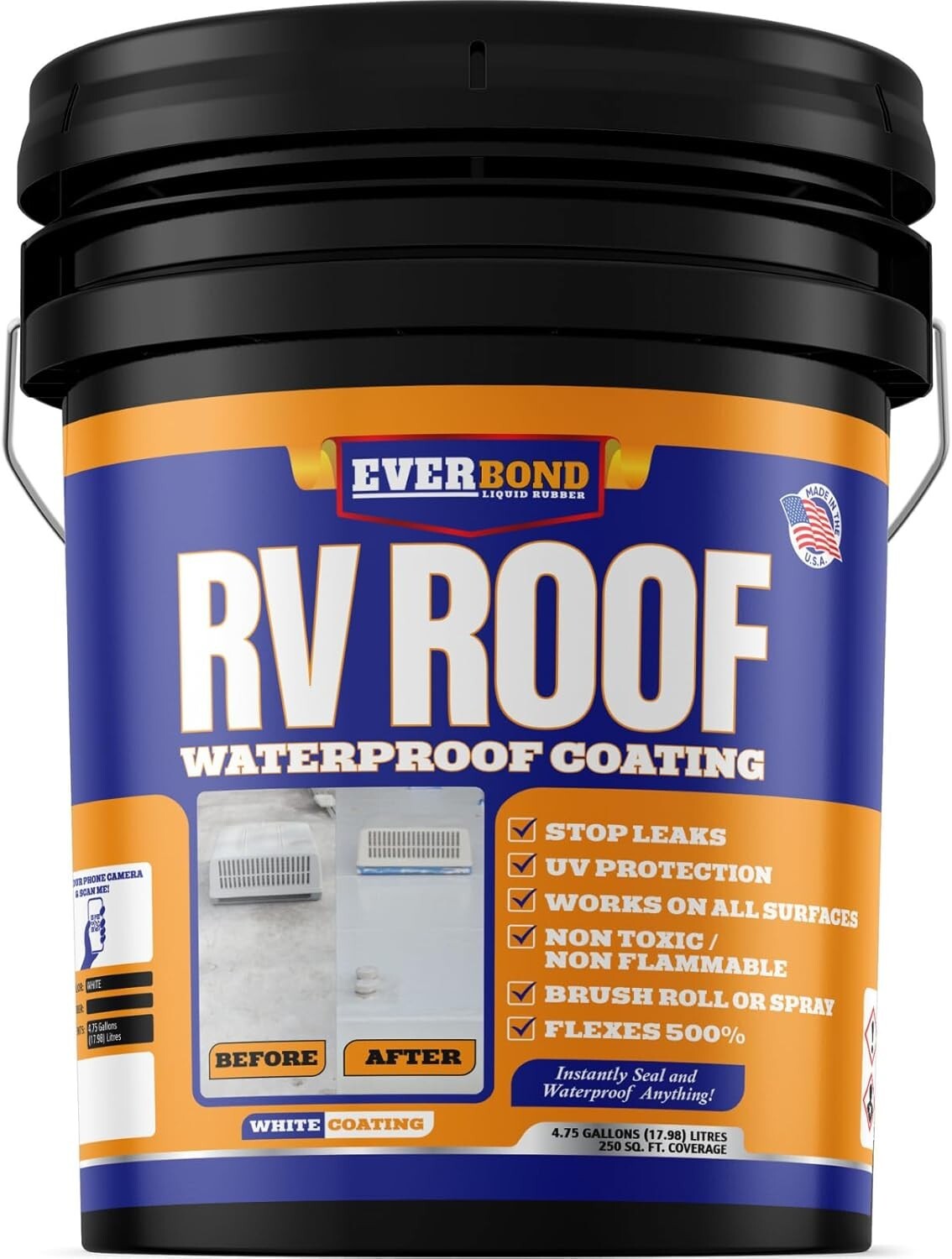 Flexible RV Roof Sealant - 4.75 Gallons of Liquid Rubber for Ultimate Protection