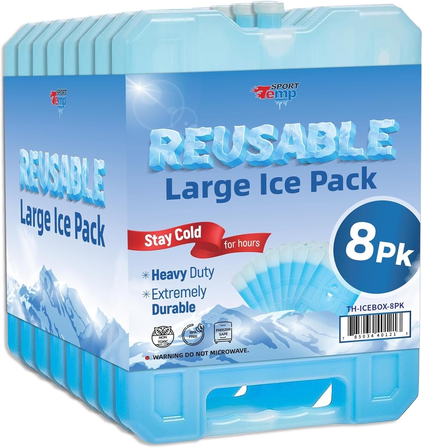 Durable Jumbo Ice Packs - 8 Pack for Coolers, Camping & Outdoor Adventures