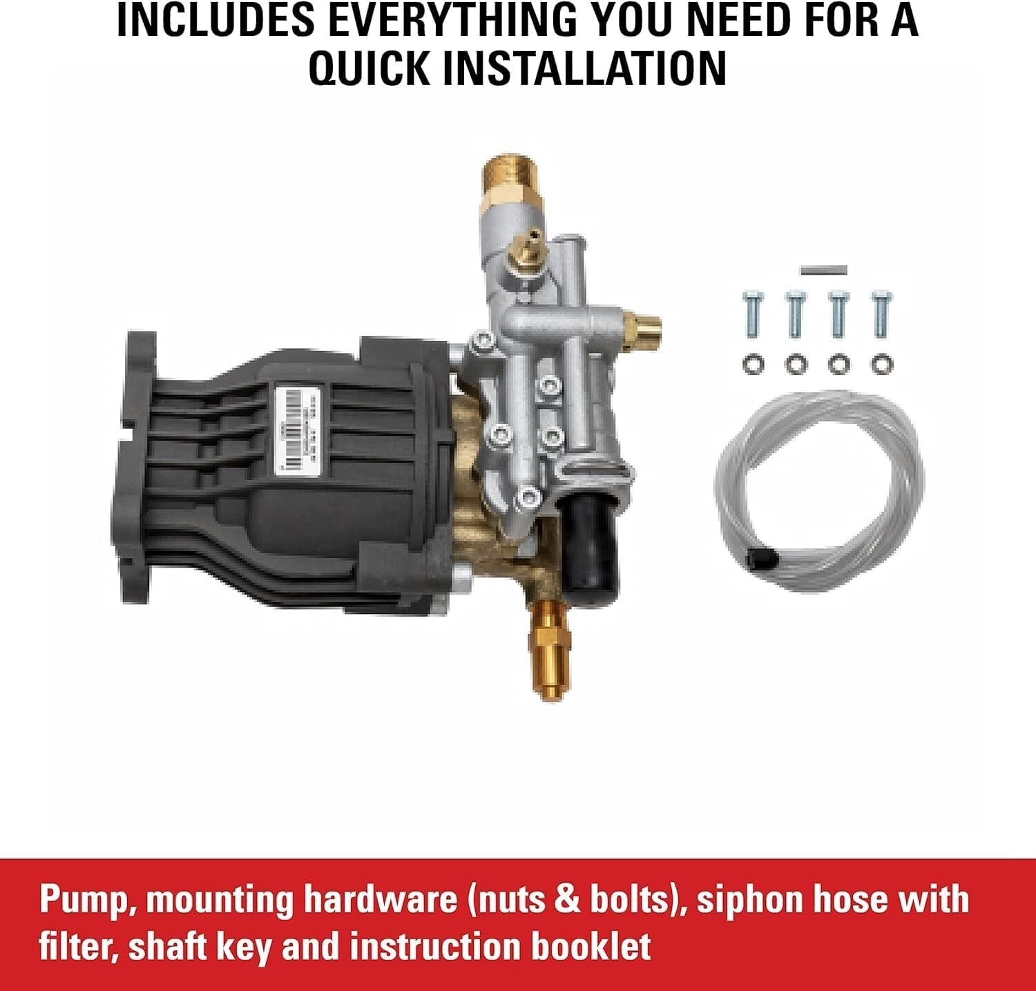 Maintenance-Free 3400 PSI Replacement Pump Kit for Horizontal Engine Washers