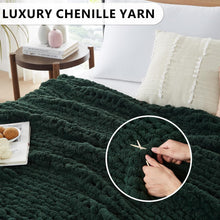 Load image into Gallery viewer, Handmade Olive Green Chunky Knit Throw Blanket - Decorative &amp; Cozy 50x60