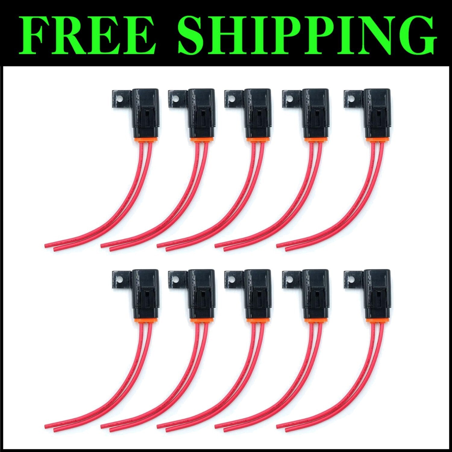 Waterproof 12AWG In-Line ATO/ATC Fuse Holder - 10 Pack for Automotive & Marine