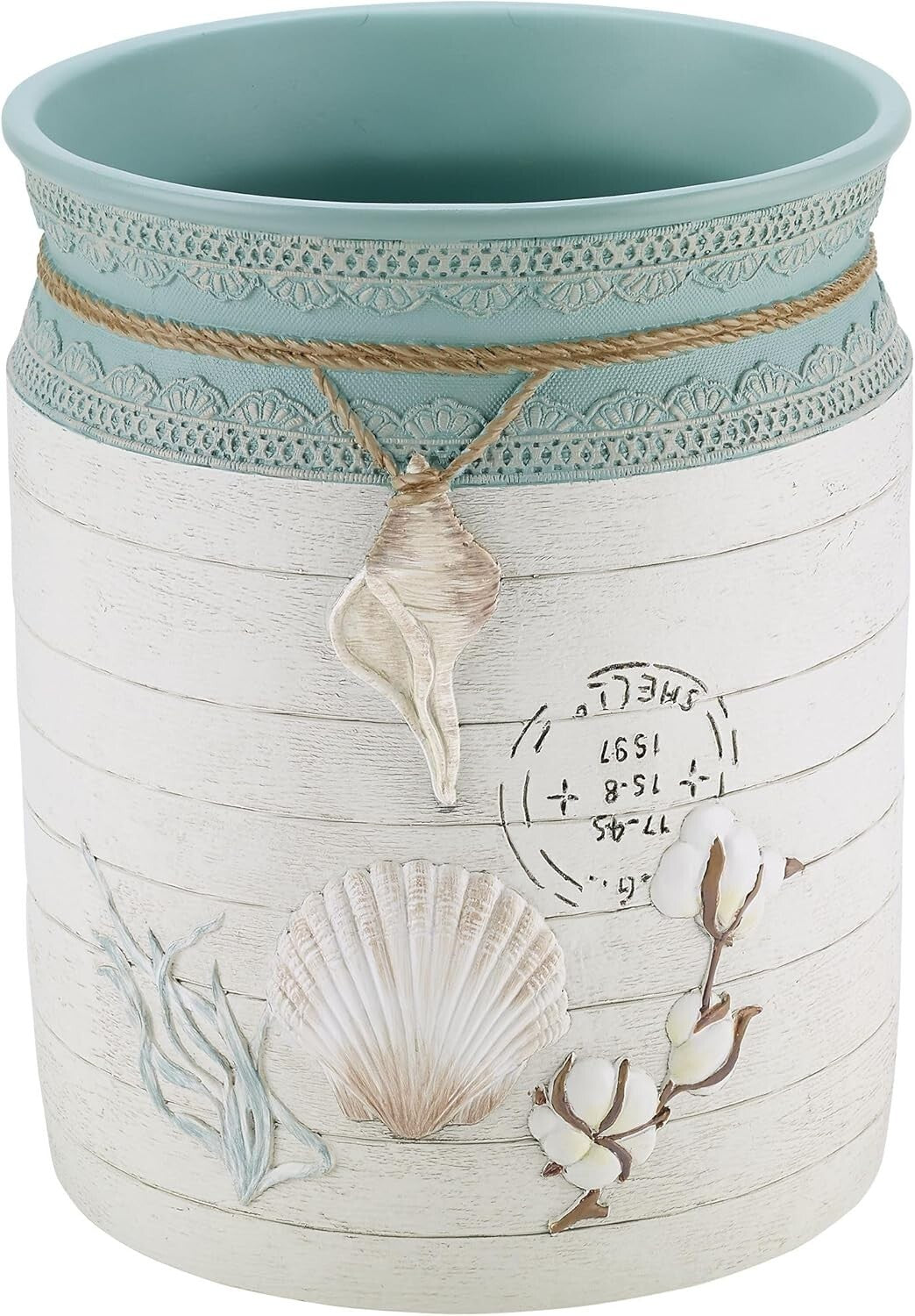 Chic Open-Top Decorative Trash Can - Farmhouse Shell Design for Home/Office