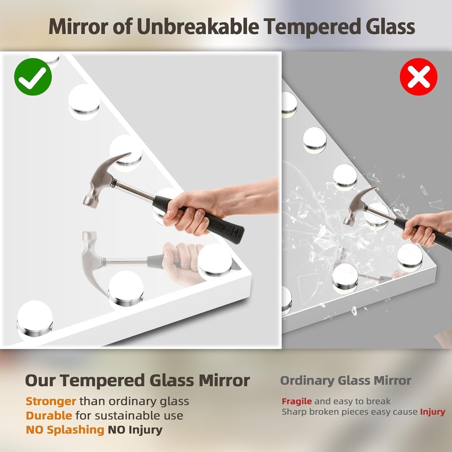 Elegant Dimmable Vanity Mirror with Touch Controls & 10X Magnifying Feature