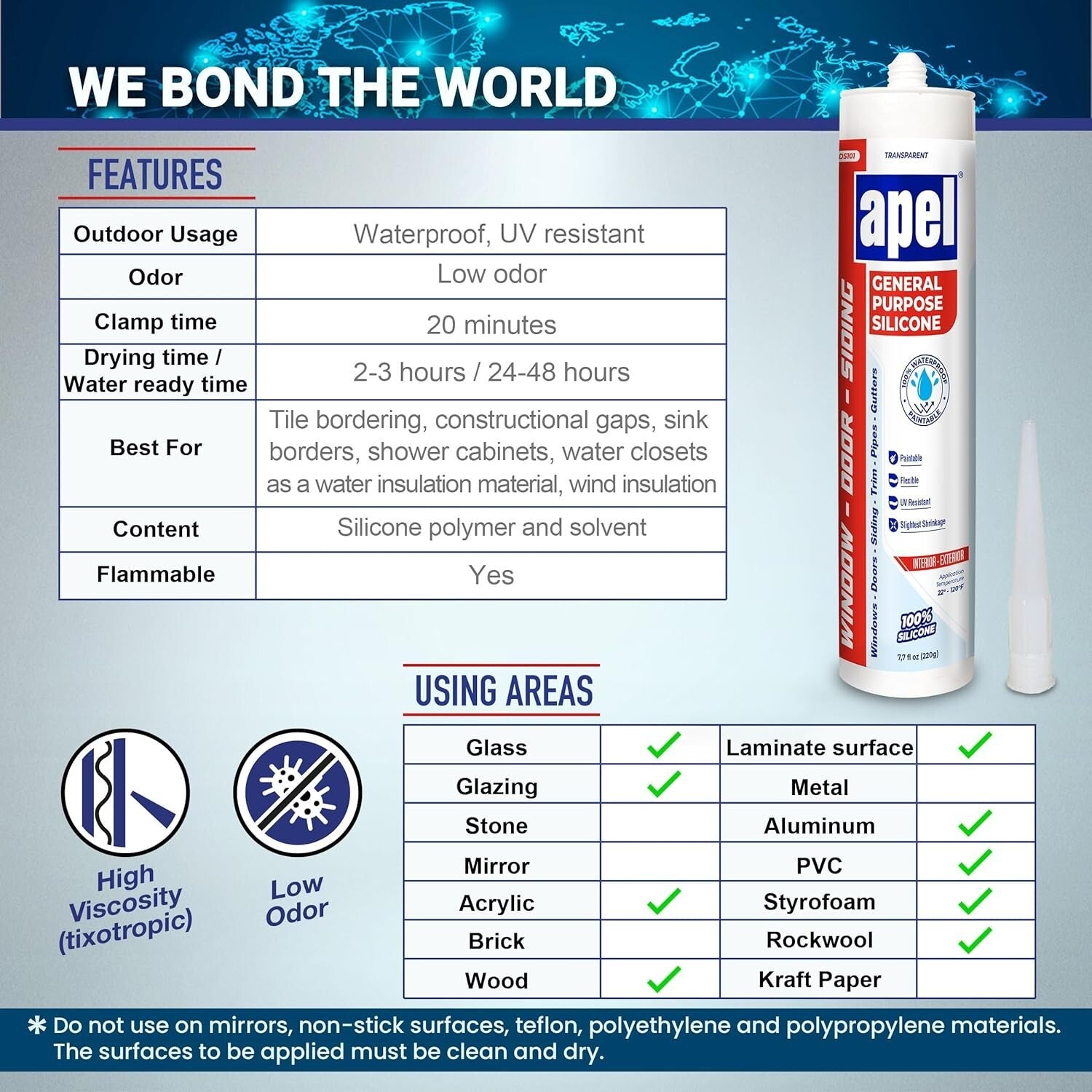 Flexible 100% Silicone Waterproof Sealant - 12 x 7.7 fl. oz for Ultimate Sealing