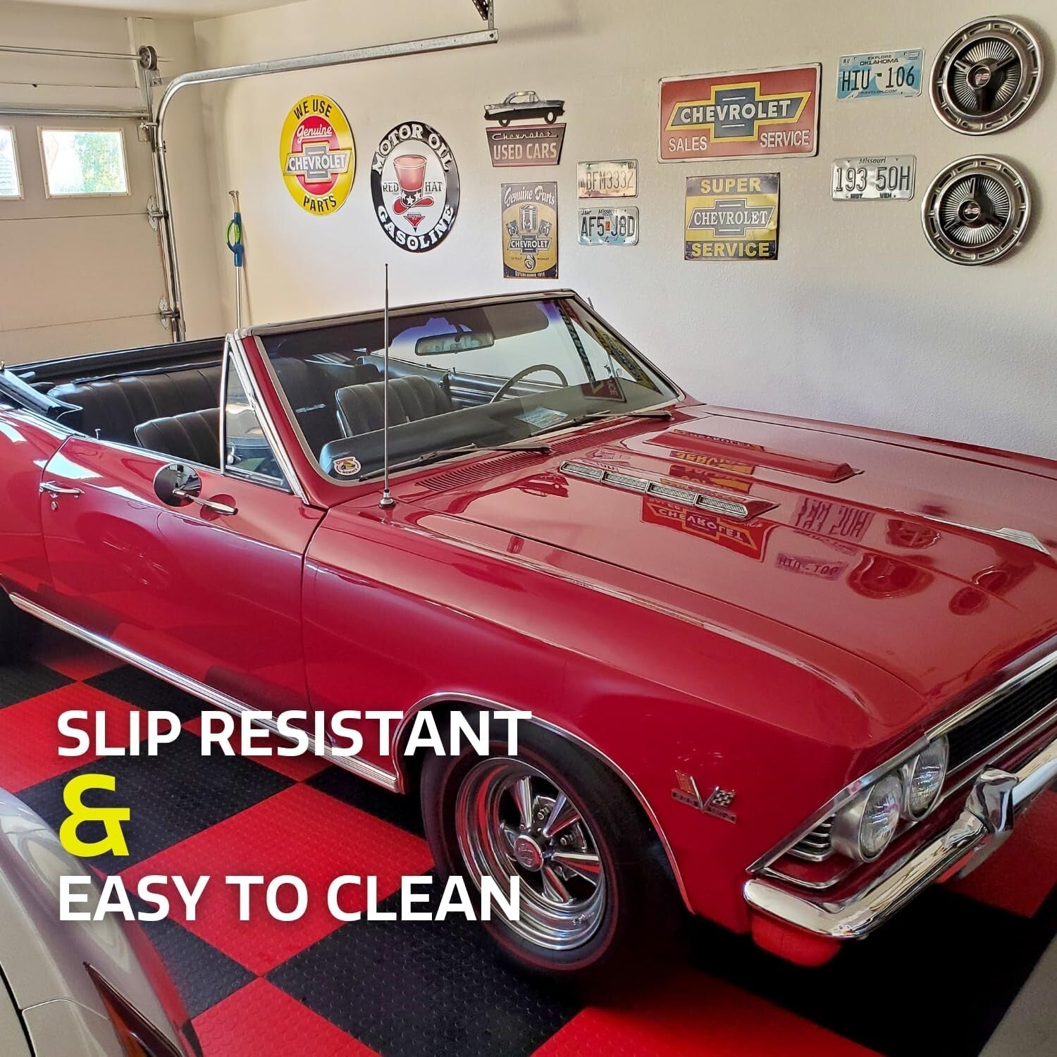 Durable Interlocking Garage Flooring Tiles - 48 Pack Non-Slip Copolymer Black